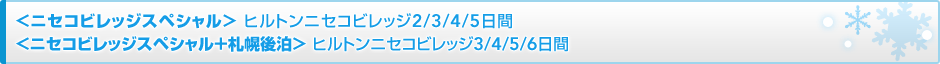 <ニセコビレッジスペシャル> ヒルトンニセコビレッジ2/3/4日間
<ニセコビレッジスペシャル+札幌後泊> ヒルトンニセコビレッジ3/4/5日間